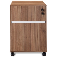 Mobile Locking Pedestal - Walnut, White Accent