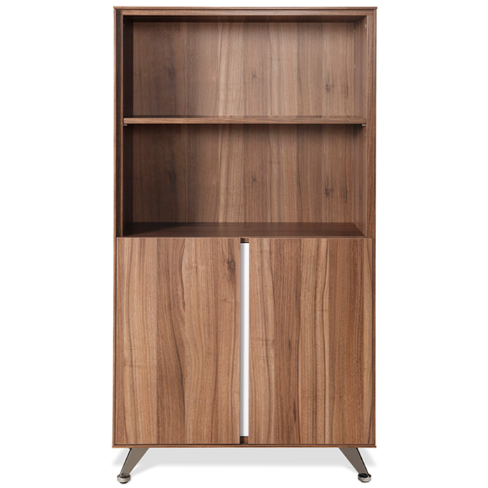  Contemporary Bookcase with Doors  Walnut DCG Stores