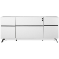 73 Inch Office Credenza - Aluminum Legs, White Lacquer