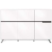 6-Door Storage Cabinet - Aluminum Legs, White Lacquer