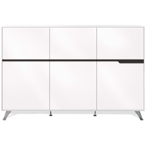 6-Door Storage Cabinet - Aluminum Legs, White Lacquer 