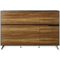 6-Door Storage Cabinet - Aluminum Legs, Zebrano & Black