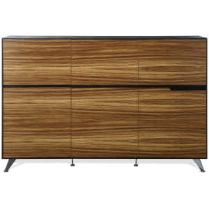 6-Door Storage Cabinet - Aluminum Legs, Zebrano & Black 
