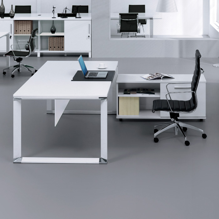 Pure Office 71'' Executive Desk - White Lacquer | DCG Stores