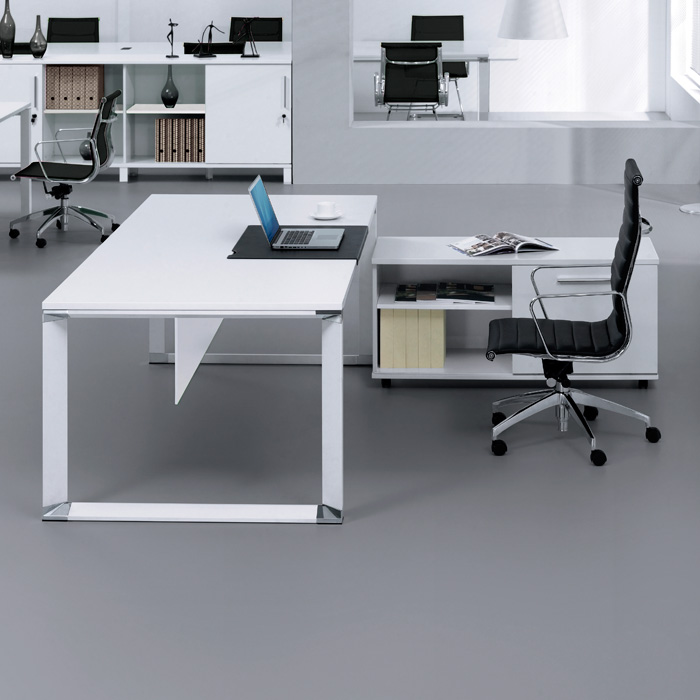 Lacquer x586 eurway Pure Office 71'' Executive Desk - White Lacquer | DCG Stores