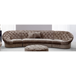 Divani Casa Cosmopolitan Mini Sectional Sofa - Beige, Tufted 