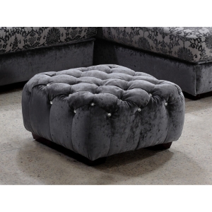 Divani Casa Metropolitan Ottoman with Crystals - Gray 