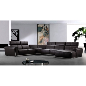 Divani Casa Tempo Sectional Sofa - Brown 