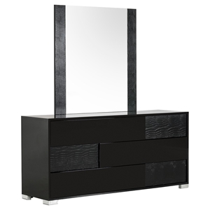 Modrest Ancona Italian Modern Black Dresser - 3 Drawers, Black 