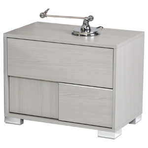 Modrest Ethan Italian Modern Left Nightstand - 2 Drawers, Gray 