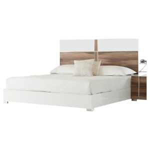 Nova Domus Giovanna Italian Modern Platform Bed - White and Walnut 