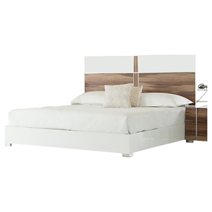 Nova Domus Giovanna Italian Modern Platform Bed - White and Walnut 