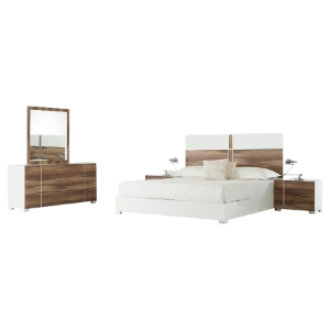 Nova Domus Giovanna Italian 5 Pieces Modern Bedroom Set - White and Cherry 