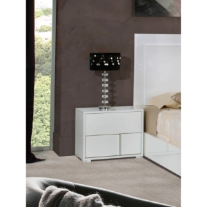 Modrest Nicla Italian Modern Left Nightstand - 2 Drawers, White 