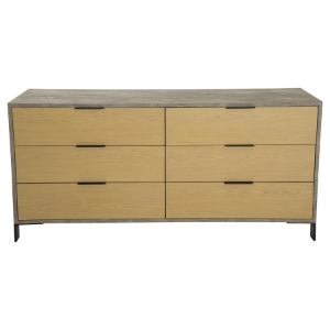 Nova Domus Conner Modern Dresser - 6 Drawers, Light Walnut and Concrete 
