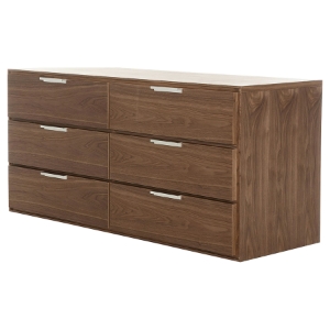 Modrest Lauren Modern Dresser - 6 Drawers, Walnut 