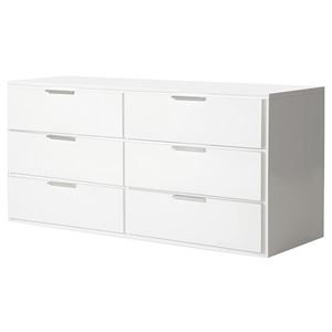 Modrest Lauren Modern Dresser - 6 Drawers, White 