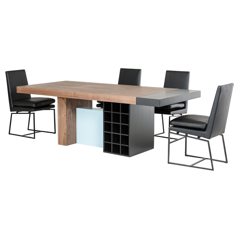 Modrest Aegean Modern Rectangular Dining Table - Walnut and Teal | DCG ...