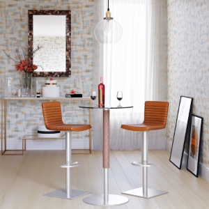 Modrest Wyatt & Dawn Bar Table Set - Camel, Chrome, Walnut 