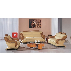 Divani Casa Bonded Leather Sofa Set - Cream, Camel 