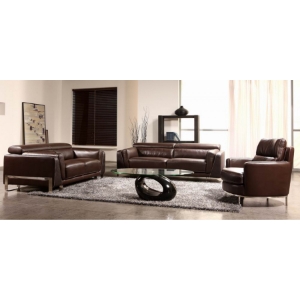 Crocodile Leather Sofa Set - Espresso, Adjustable Headrests 