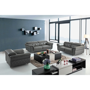 Divani Casa Perry Leather Sofa Set - Gray 