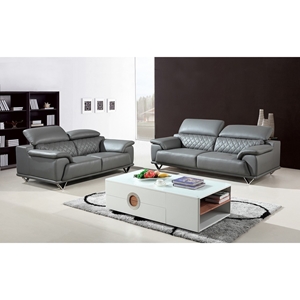 Divani Casa Wolford Leather Sofa Set - Gray 