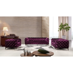 Divani Casa Delilah Sofa Set - Purple 