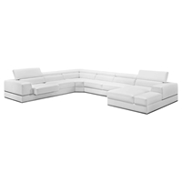 Divani Casa Pella Bonded Leather Sectional Sofa - White