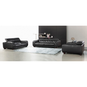 Divani Casa Nantes Sofa Set - Black, Tufted 