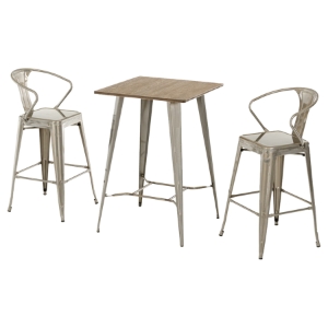 Modrest Benz 3 Pieces Modern Bar Table Set - Square Top, Gray Leg 