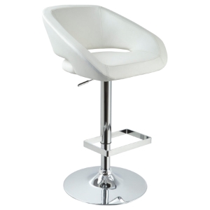 Modrest Joel Eco-Leather Bar Stool - Adjustable Height, White 