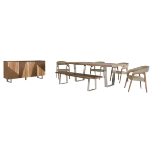 Modrest Byron 7 Pieces Modern Dining Set - Walnut 