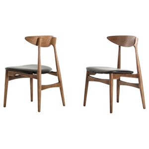 Modrest Anson Modern Dining Chair - Walnut and Black (Set of 2) 