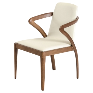 Modrest Falcon Modern Dining Chair - Walnut and Cream 