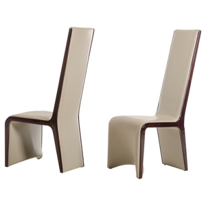 Modrest Pacer Modern Dining Chair - Ebony and Taupe (Set of 2) 