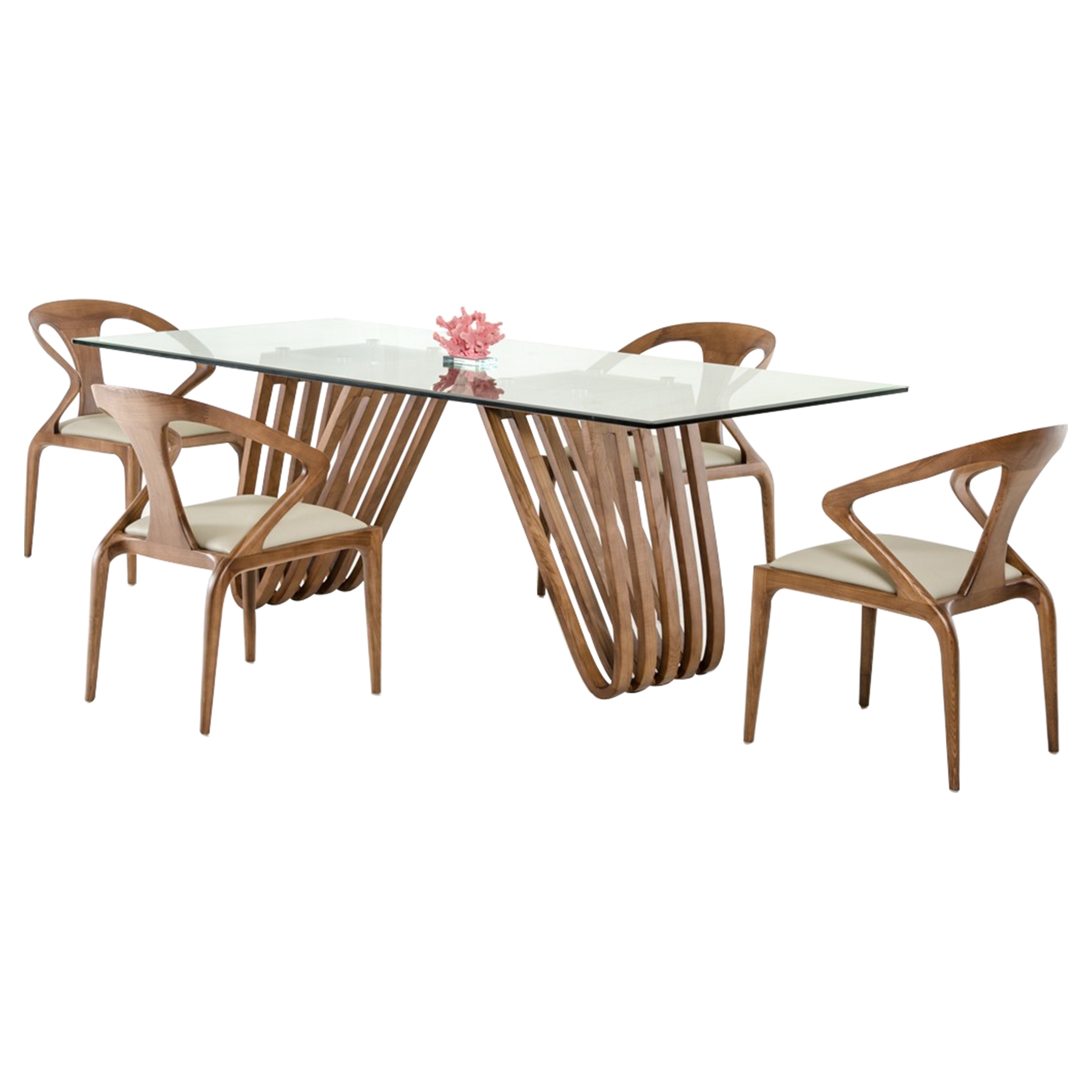 Modrest Draper Rectangular Dining Table - Walnut and Clear | DCG Stores