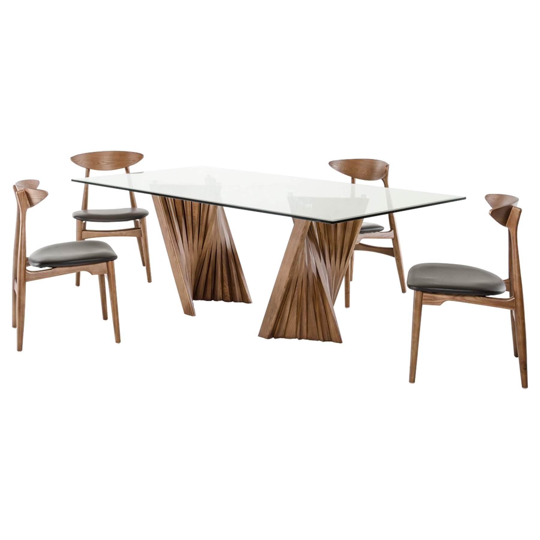 Modrest Corbin Modern Rectangular Dining Table - Walnut and Clear | DCG ...