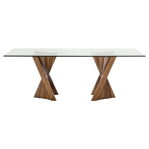 Modrest Corbin Modern Rectangular Dining Table - Walnut and Clear | DCG ...