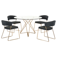 Modrest Ashland 5 Pieces Modern Round Dining Set - Clear and Gray
