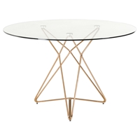 Modrest Ashland Modern Glass Round Dining Table - Gold and Clear