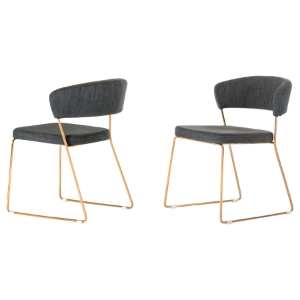 Modrest Ashland Modern Dining Chair - Gray and Rosegold (Set of 2) 