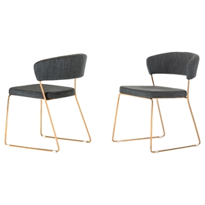 Modrest Ashland Modern Dining Chair - Gray and Rosegold (Set of 2) 