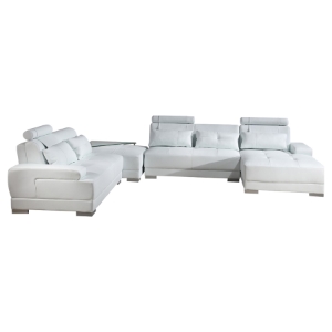 Divani Casa Phantom Sectional Sofa - Ottoman, End Table, White 