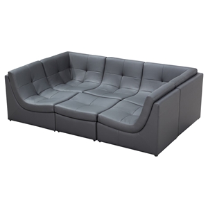 Divani Casa Sectional Sofa - Gray Bonded Leather 