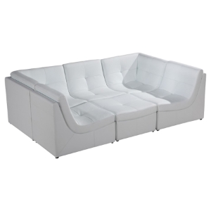 Divani Casa Sectional Sofa - White, Tufted 