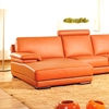 Divani Casa Leather Sectional Sofa - Orange, Adjustable Headrests - VIG-VGEV2227