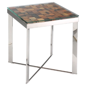 Modrest Santiago End Table - Brown, Chrome 