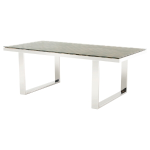 Modrest Santiago Dining Table - Brown, Chrome 