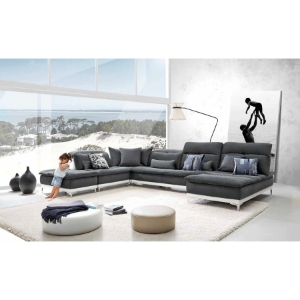 David Ferarri Horizon Sectional Sofa - Gray, Adjustable Headrests 